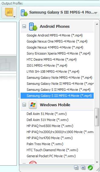 Select output formats